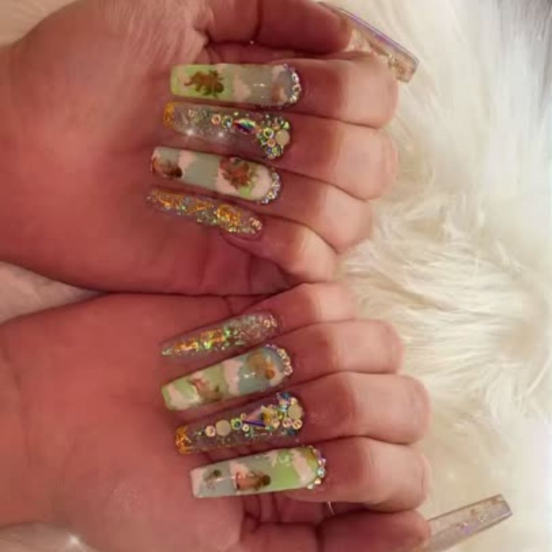 Long Nails with cute design 